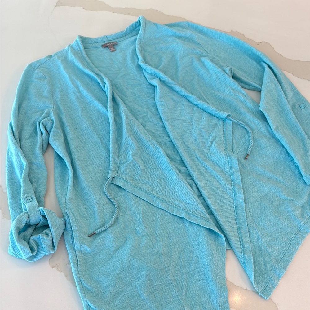 Talbots Blue Cardigan Sweater Lightweight Knit